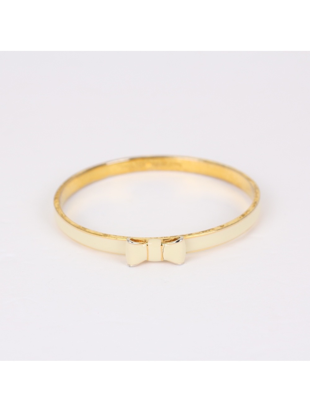 Kate Spade Take A Bow Bangle Bracelet Cream Enamel Gold Tone